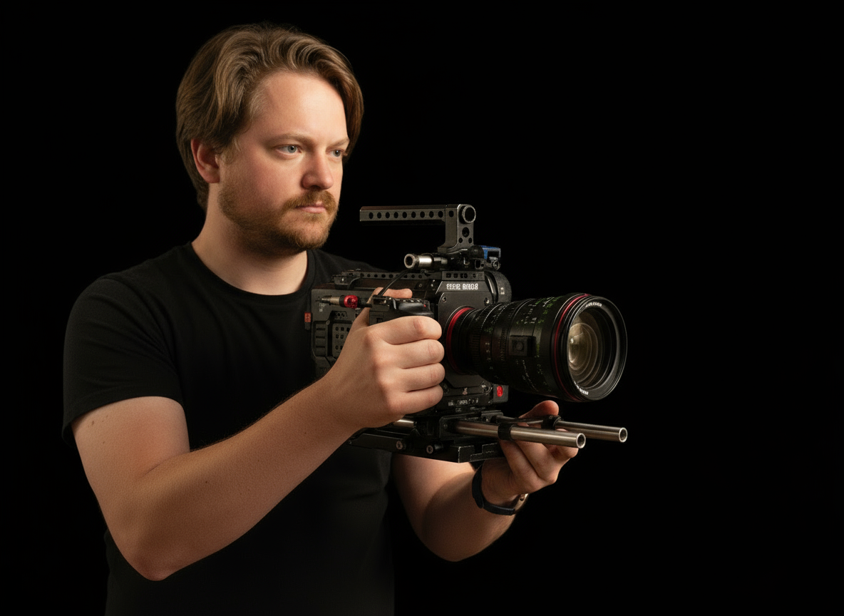 Videographer with camera